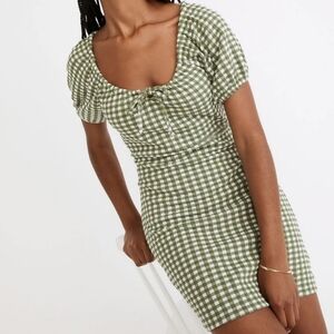 Madewell Green Gingham Puff Sleeve Dress – XXS